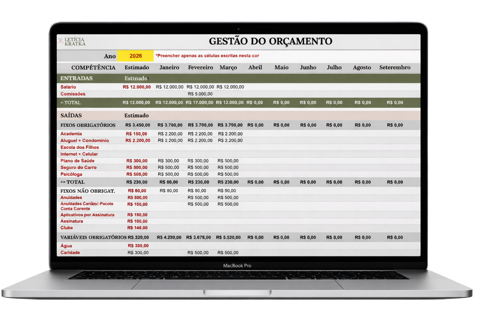 Laptop com planilha Caixa Livre